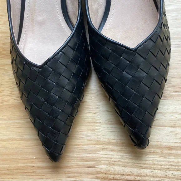 UGG AUSTRALIA Anaya Black Plaited Leather Pointed Toe Kitten Heels Pumps Sz AU 9 - Picture 5 of 13